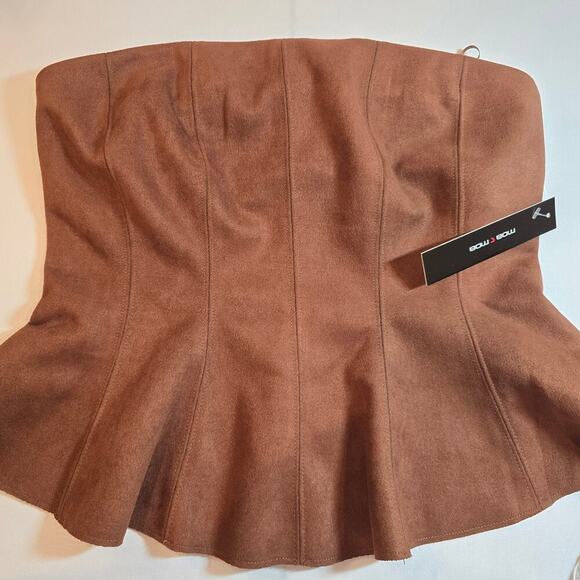 NWT Moa Moa Faux Suede Strapless Top - Picture 2 of 5